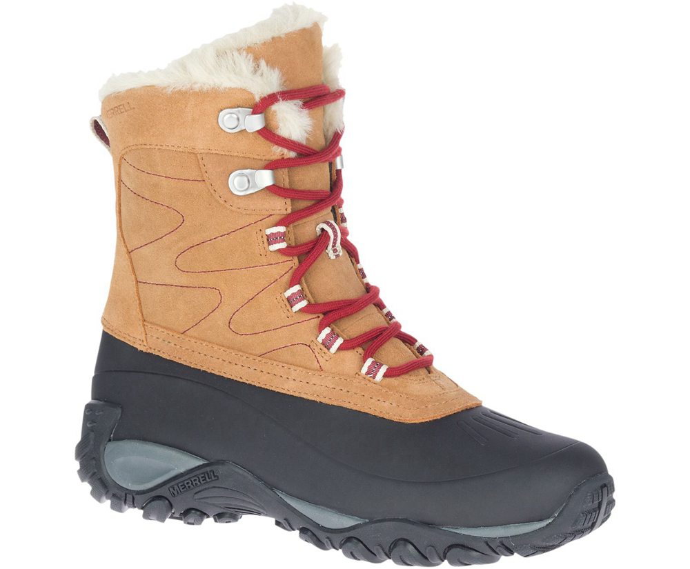 Merrell Boots Khaki/Black - Yokota Polar Waterproof - Womens 42HRDOQFL